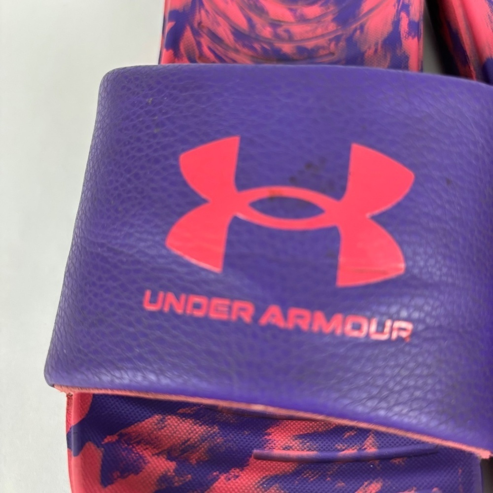 Under Armour size Y4 UA Graphic Logo Purple/Pink Slides/Sandals - Picture 5 of 10